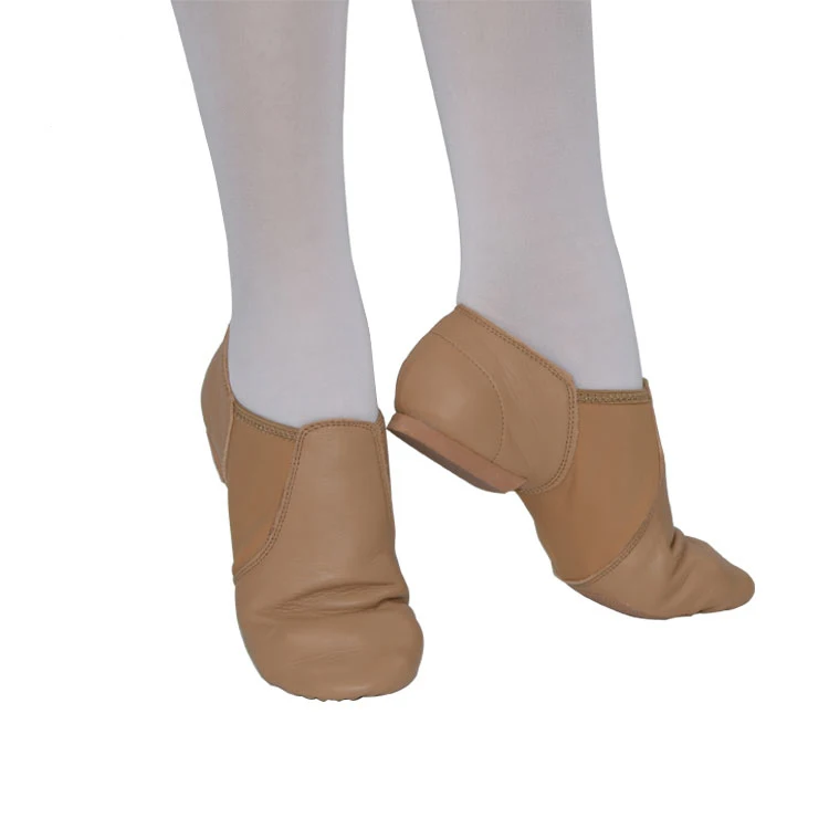  In-stock ready to ship custom wholesale tan skin colour cowhide leather jazz dance shoes
