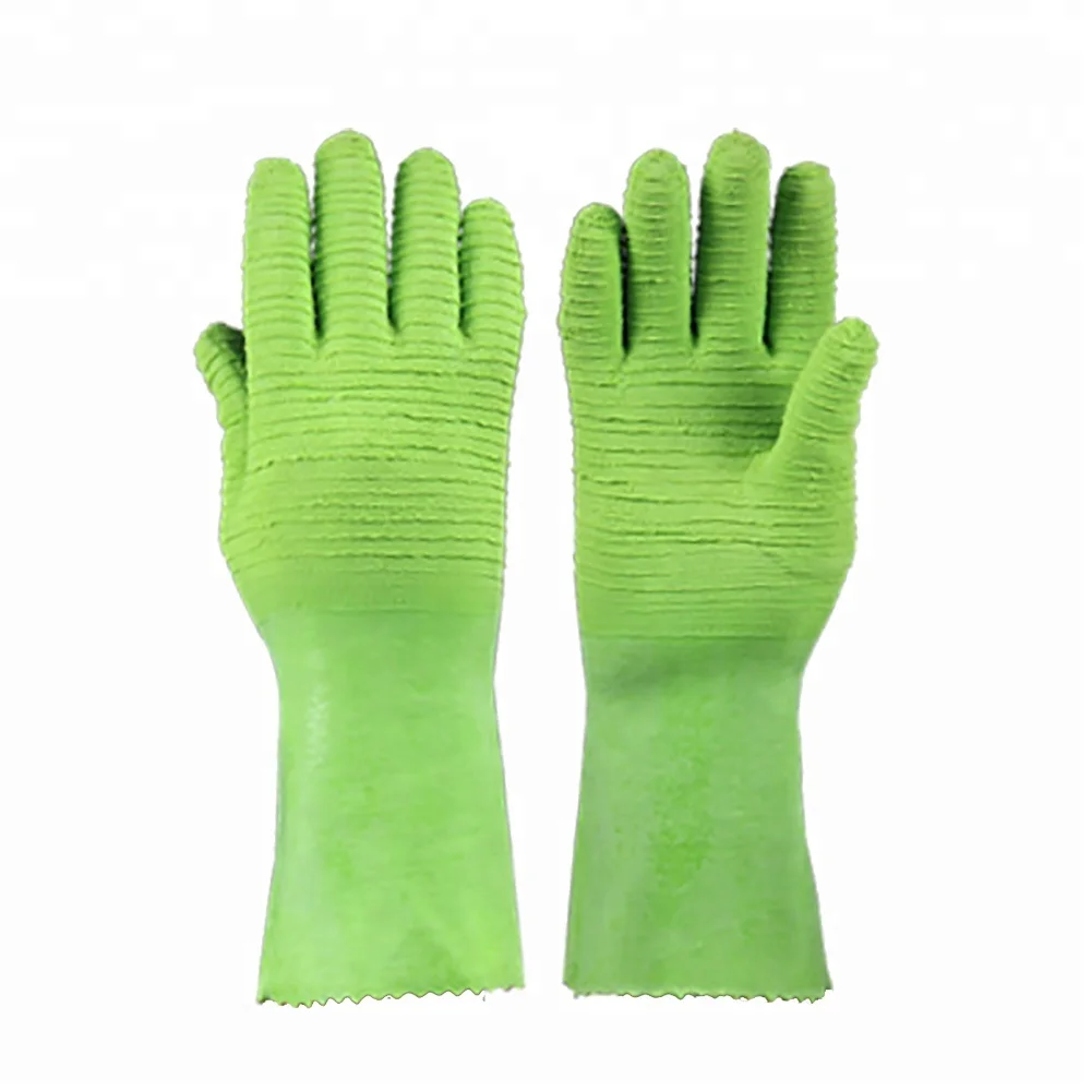 long cuff cotton flock rough latex fishing  gardening glove