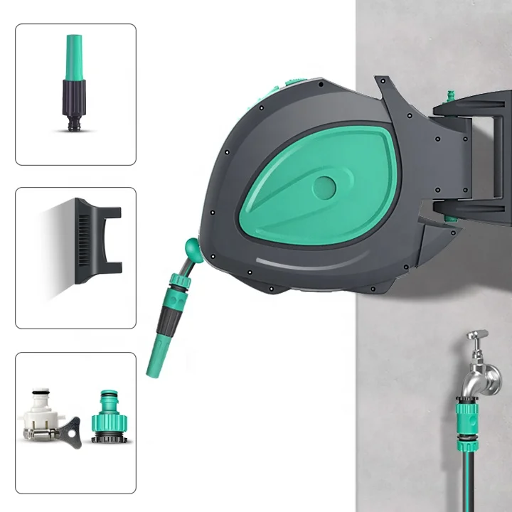 PP Plastic Industrial Electric Auto Spring Roll Up Retractable Water Hose Reel