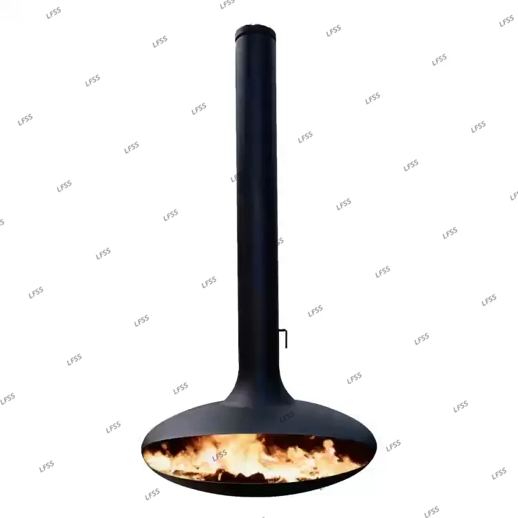 Log burner indoor hanging roof mounted suspended wood burning stove corner heater for home