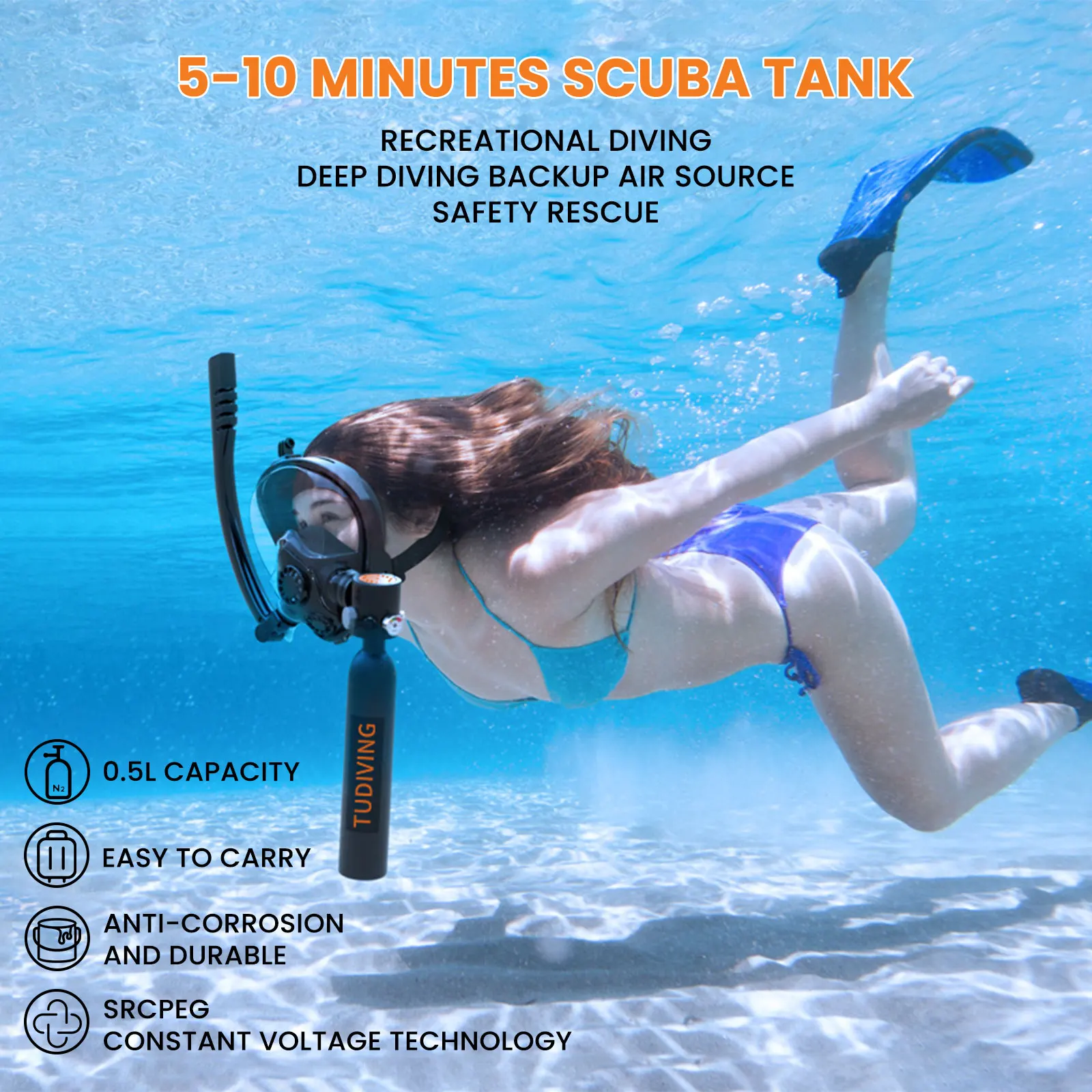 TUXING High Quality Material OEM ODM 6 Minutes Mini Dive Snorkeling Swimming Breath Easy Breath Equipment Kit Aluminum Air Tank