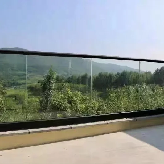 Deck Outdoor Glass Railing Aluminum U-Channel Base Balustrade Balcony Fence Metal Handrails
