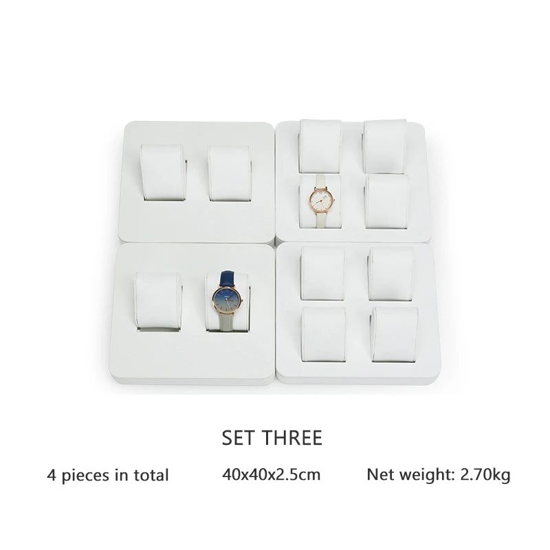 SUNDO High Quality Leather Watch Tray Organizer Storage Custom Velvet Stackable Watch Tray