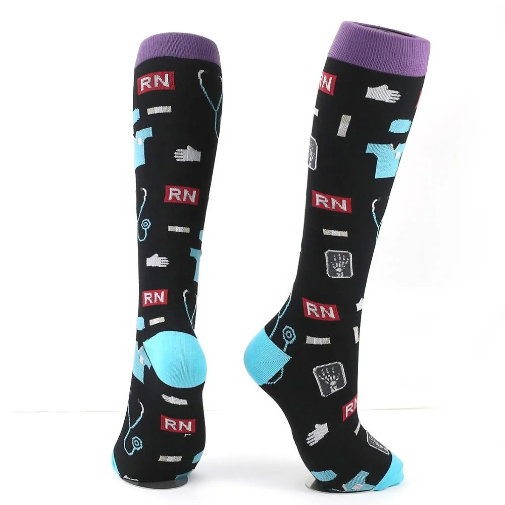 KANGYI для мужчин женщин Красочные медсестры длинные носки спецодежда медицинская Гольфы сжатия носки для девочек