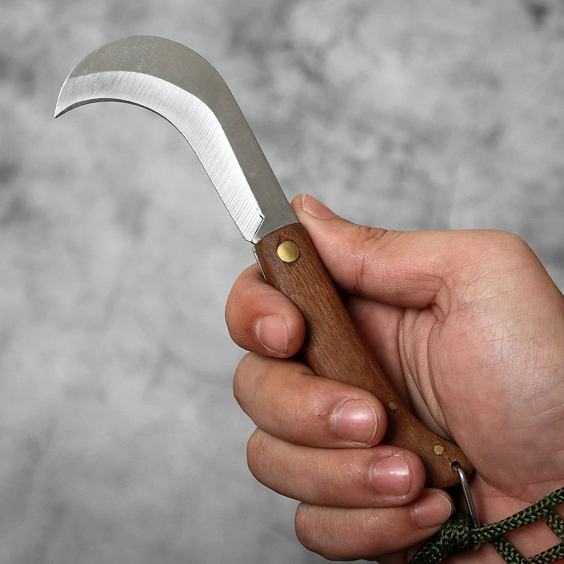 Factory Price Stainless Steel Pruning Knife with Wood Handle for Camping Folding Pocket Survival Hunting Knife