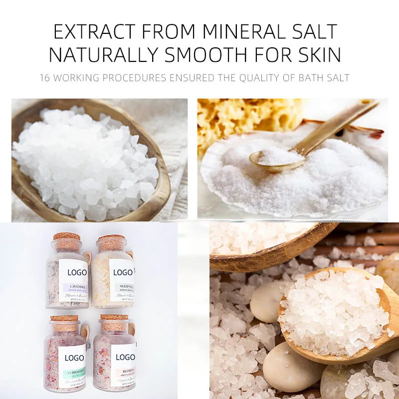 OEM High Quality muscle therapy bath scrub salt dead sea flower Fragrance crystal spa bath salts