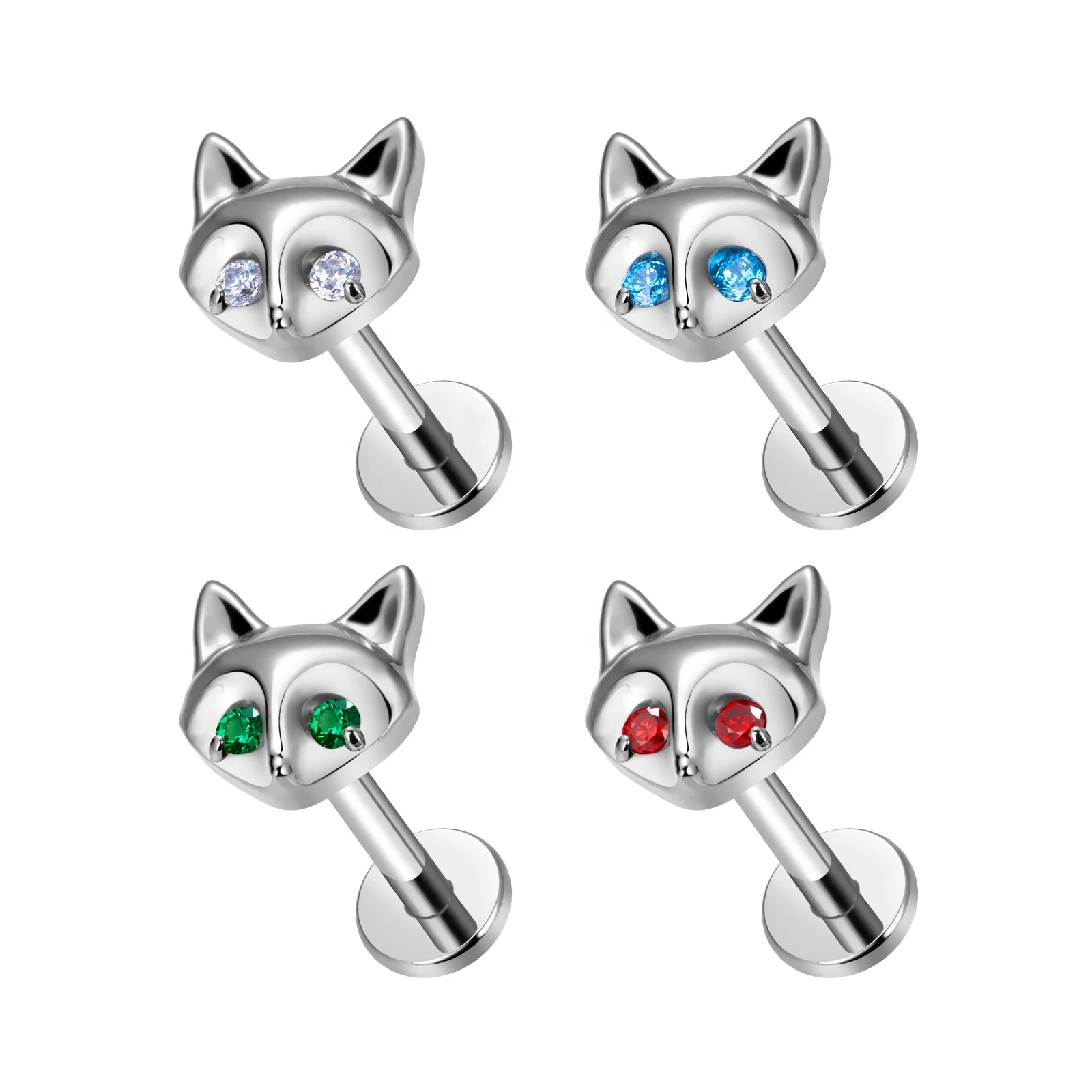 G23 Titanium Piercing CZ Gem Internally Threaded Labret Monroe Lip Ring Tragus Nail Helix Earring Stud 16G Body Jewelry