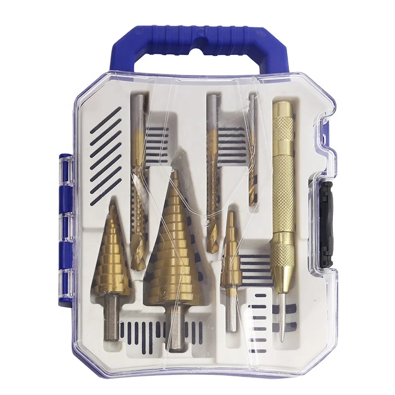 7Pcs HSS 4241Triangular shank straight groove flute step drill bit for metal drilling