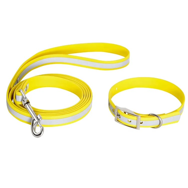 Цветной светоотражающий нейлоновый собачий ошейник и поводок с ПВХ покрытием