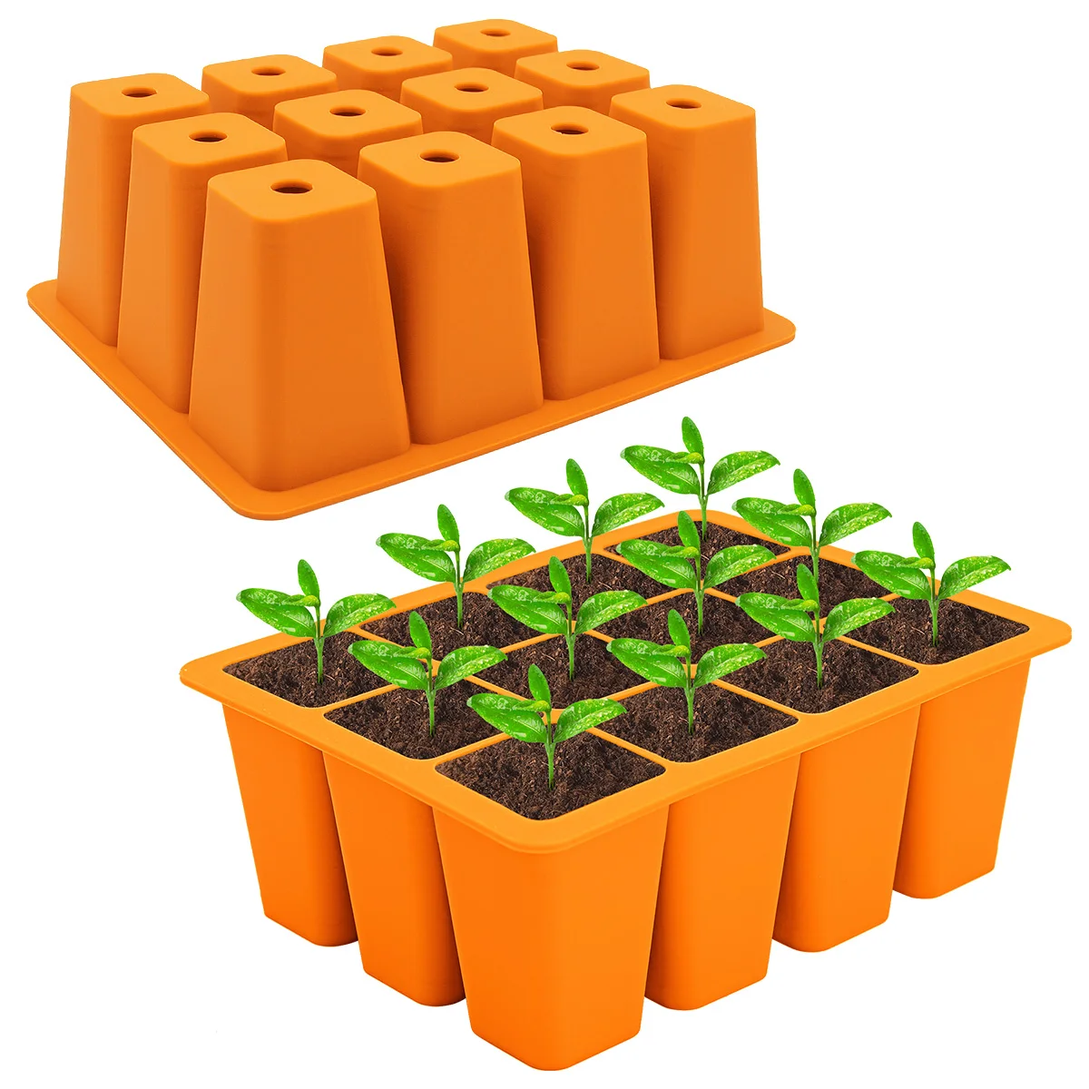 New Premium Growing Tray 12 Cell Silicone Rubber Tray Plant Seedling Tray for Flowers Sprouting Seed Starter