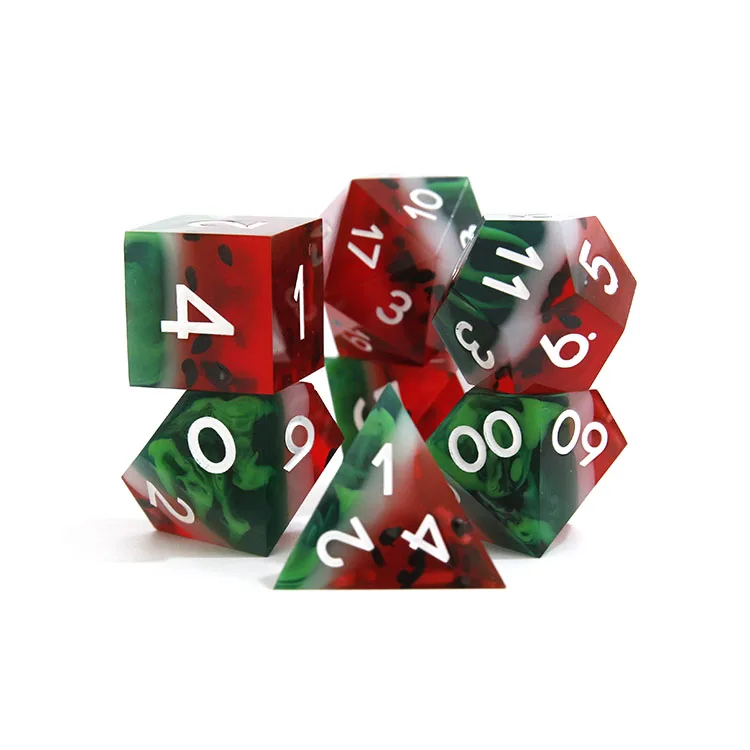 Оптовая продажа арбуз острые кубики игра в Подземелья и Драконы играющие кости из смолы