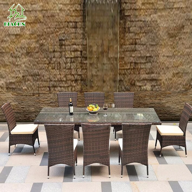 Garden sets supplies 9 pc square outdoor dining table set outside rattan dining event furniture for the garden