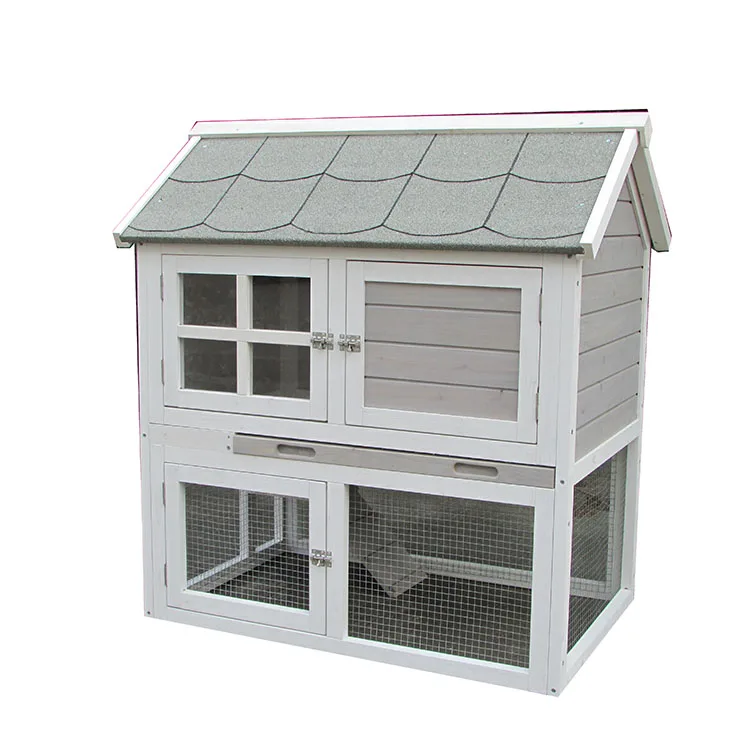 Cheap Design Hot Sale Prefabricated Custom Guinea Pig Ferret Wood Large Pet Cages House Home Run 2 Story Rabbit House Hutch Belt