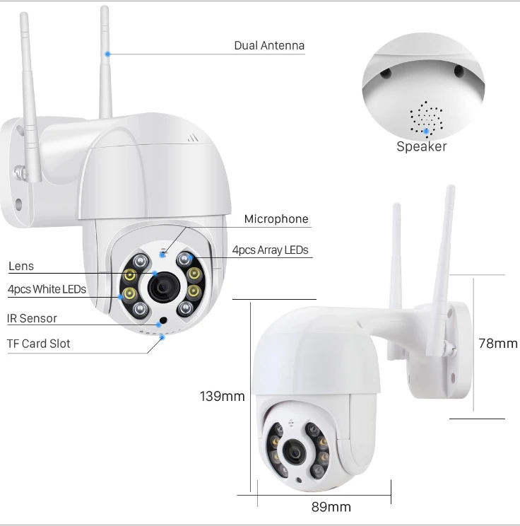  1080P Outdoor waterproof Full-color night visi IP wireless wifi CCTV Camera security camera