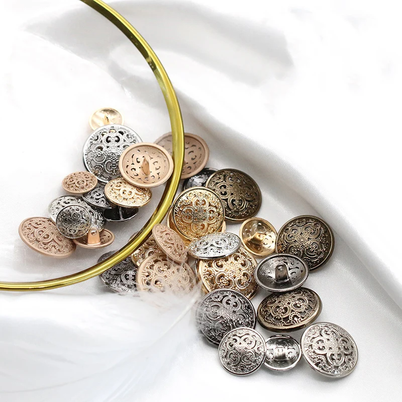 In Stock Wholesale Round Retro Hollow Shank Button Metal Buttons For Clothes