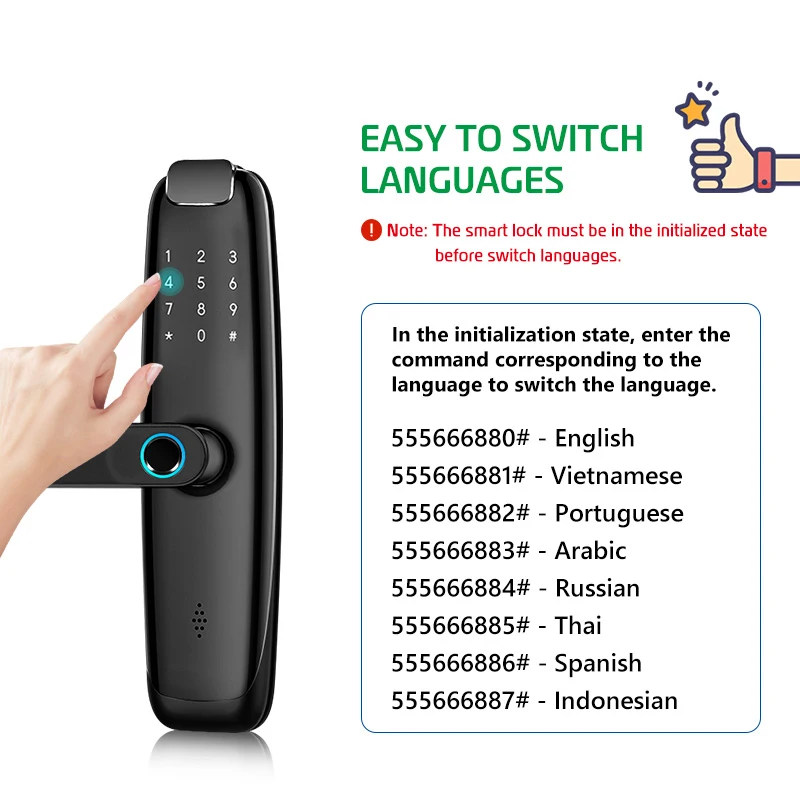 TUYA APP  8 Language Voice  WiFi Security Performance Waterproof Lock Wifi Digital Smart Door Lock