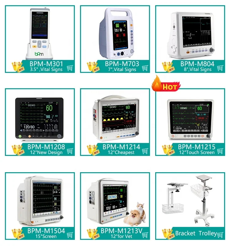 BPM-M1215 Portable Medical Multipara Touch Screen Remote Patient Monitoring Wall Mount Multi Parameter Patient Monitoring