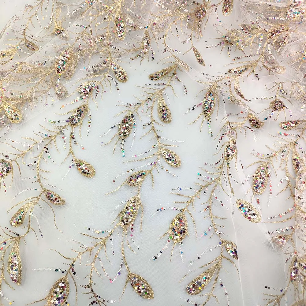 100%polyester black base Mosquito sliver glitter dots mesh fabric for dress