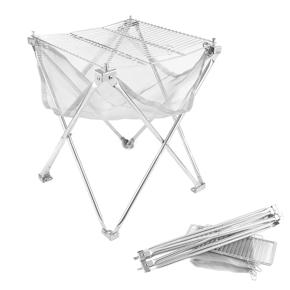  Stainless steel folding grill stove Camping outdoor wood bonfire