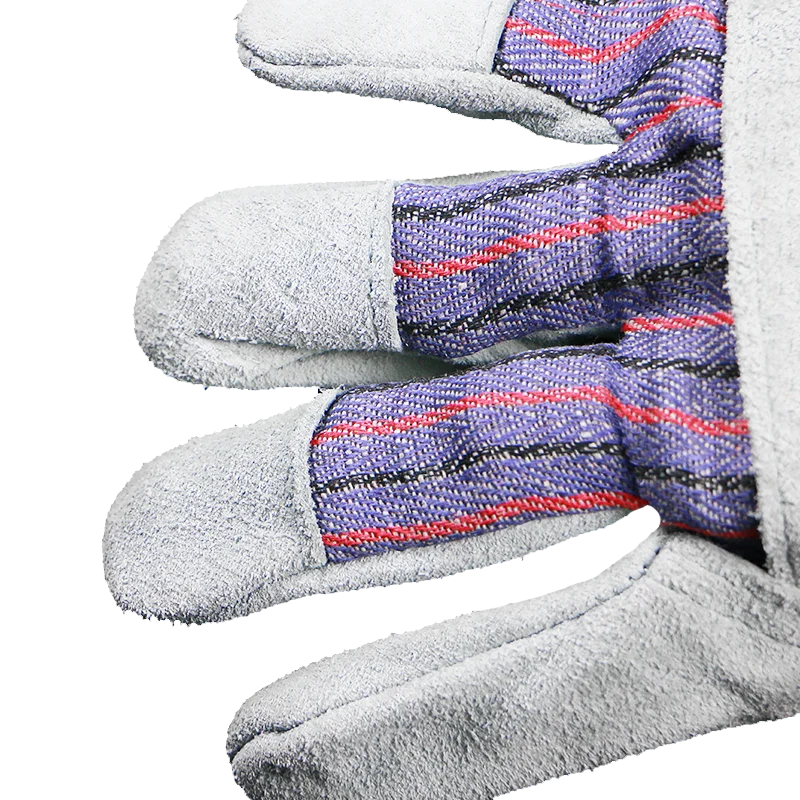 Wholesale Economy cow split hand protective  Leather Palm Canvas Safety Cuff Tig Welding Gloves Sell Work Gloves