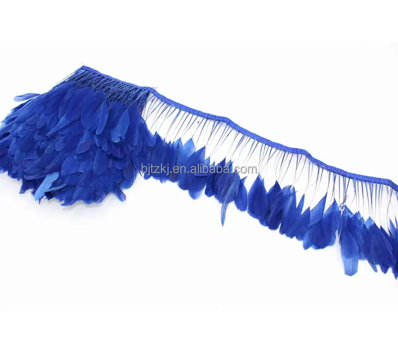 Wholesale Black Stripped Rooster Tail Feather Trims Fringe for Dress Lace Trimming