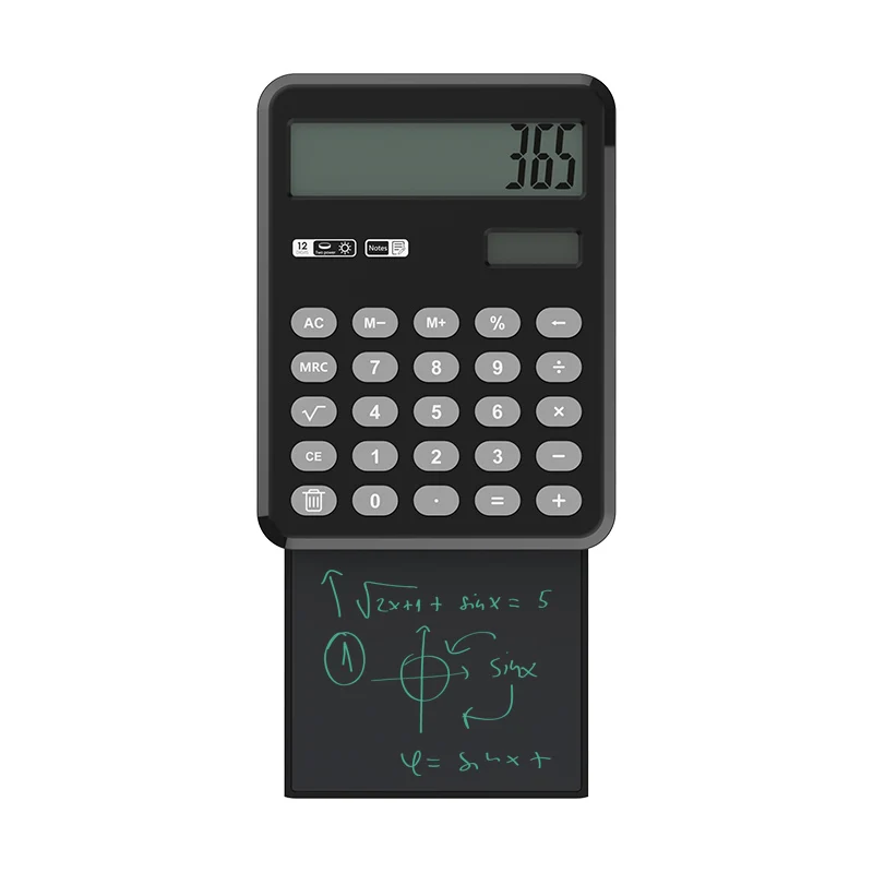 Pull-out Type Pocket MINI LCD Display Drawing Scientific 12 Digit Calculator with Tablet Notepad
