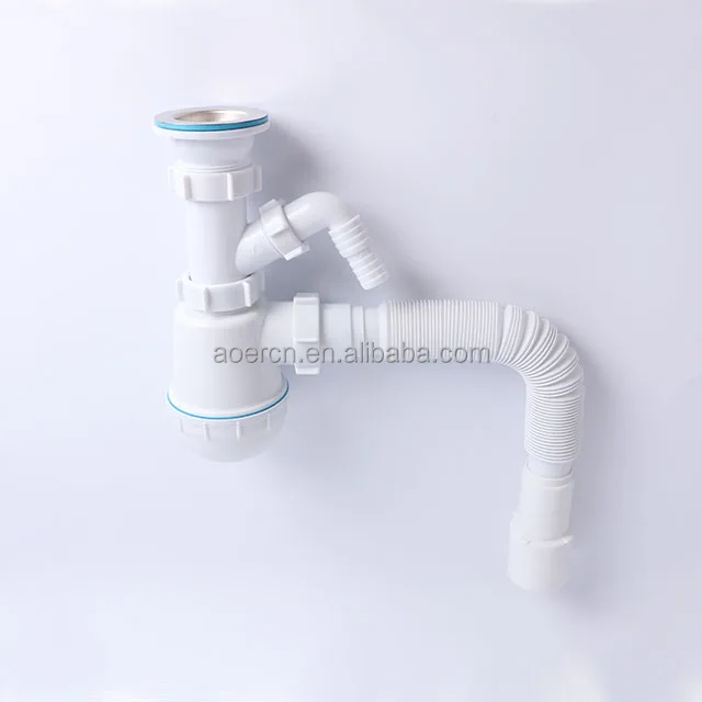 White Modern Toilet Water Strainer Polished Sink Strainer Plastic Strainer Hose Flexible Trap Wash Basin Drainer Bottle Trap