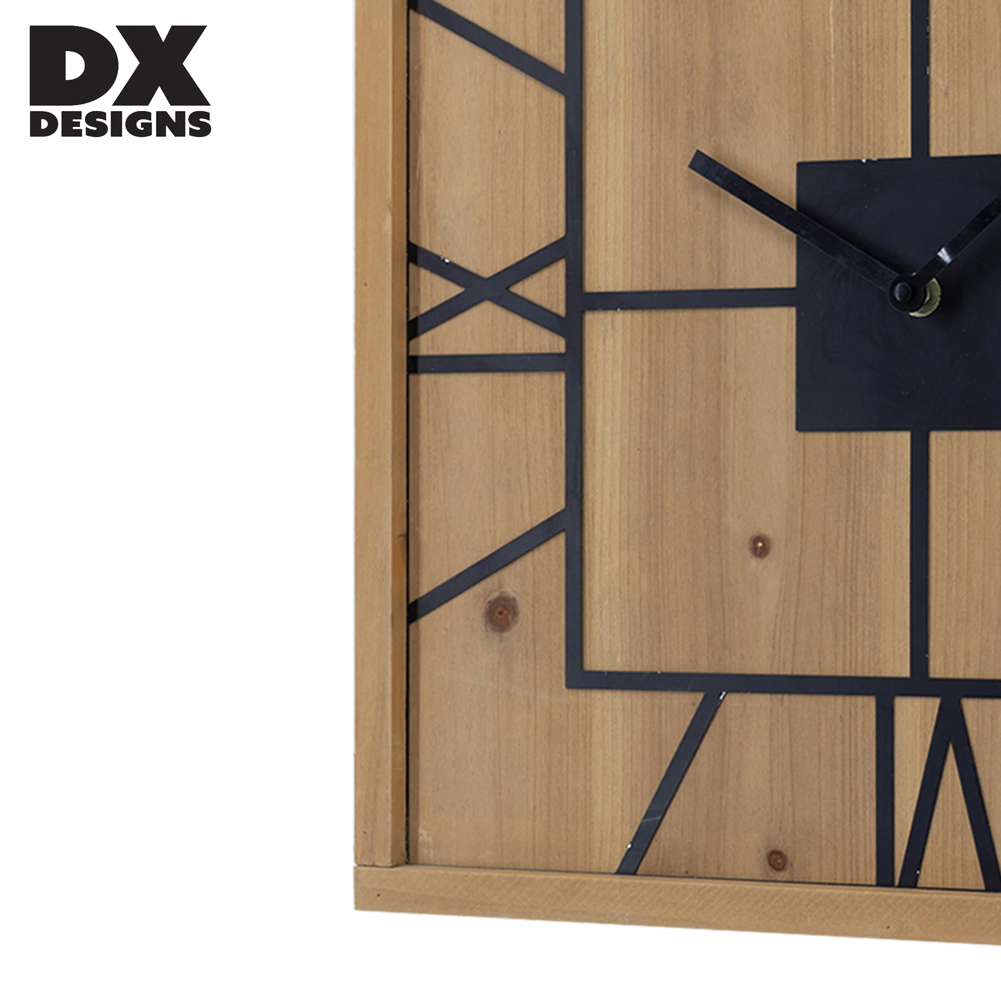 Roman Square-shaped Numeral Heavy Vintage Wood Frame Wooden Large Wall Decorative Clock