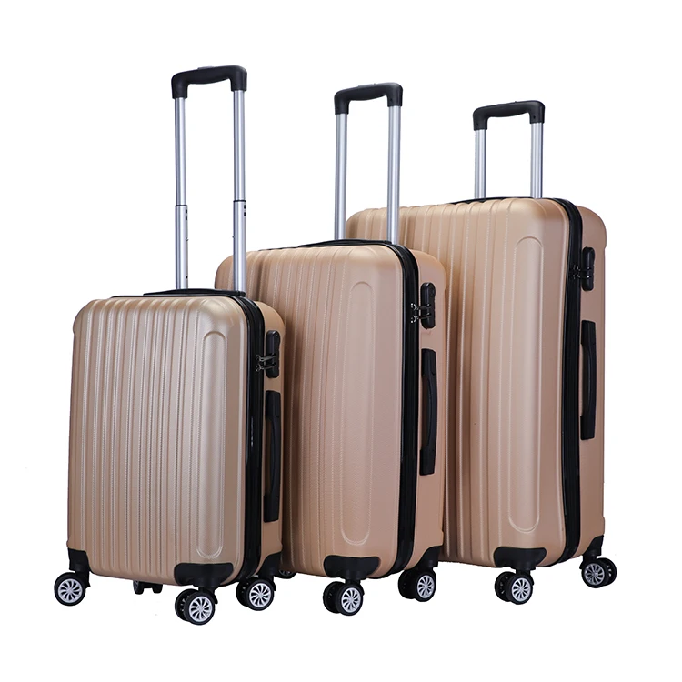 Factory wholesale ABS PC carry-on airplane travel 3 piece trolley suitcase luggage