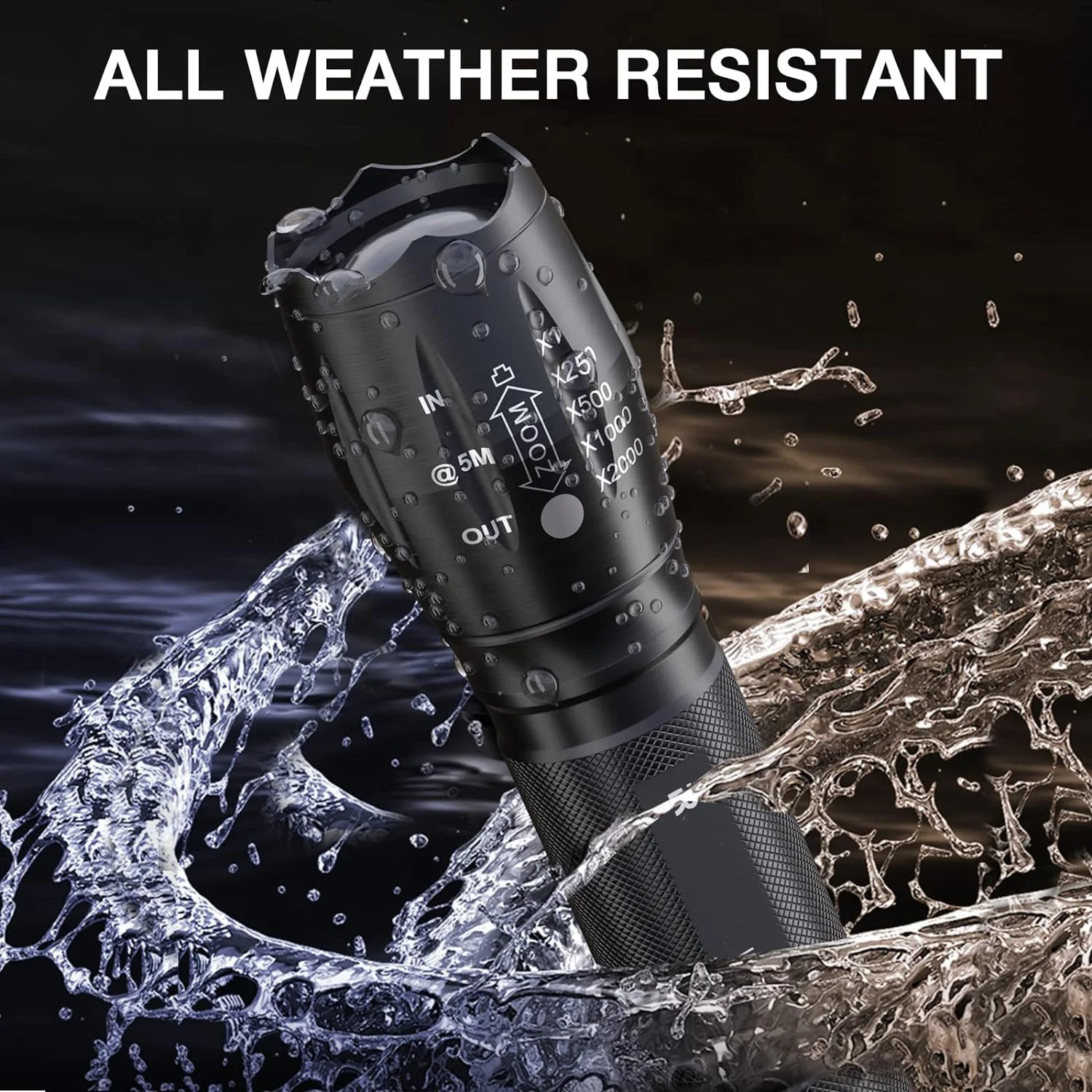 aeternam Super bright T6 zoomable power bank Waterproof  Resistant waterproof rechargeable usb led tactical torch flashlight