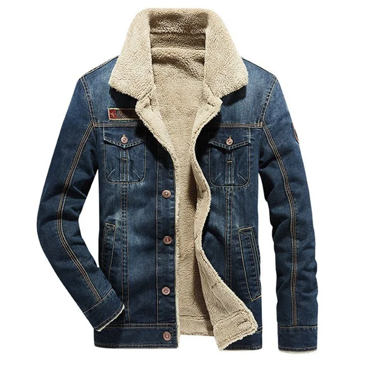CMJN2060 Winter Men Jeans Jacket Fleece Wholesale Denim Jackets
