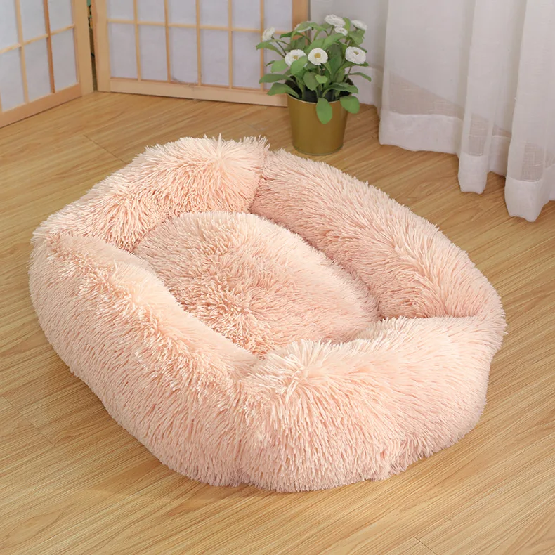 New 2022 Hot Selling Fluffy Donut Plush Pet Cat Bed Dog For Sale