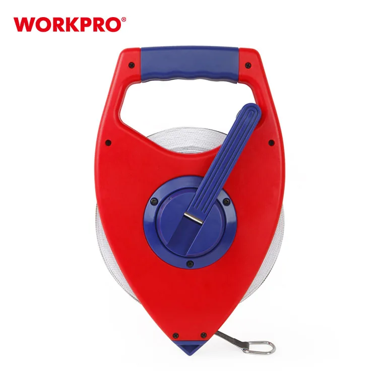 WORKPRO 30M/100ft Feet Long Tape Measure Fiver glass Metric and Inches Tape Blade with Double Nylon Coat ABS Body Rubber Grip