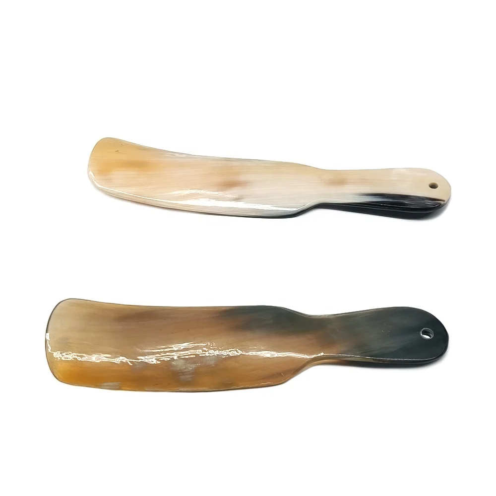 Strong shoe wearer short natural cattle horn spoon shoehorn portable shoe pump lazy old people polishing shoe horn CH02SH