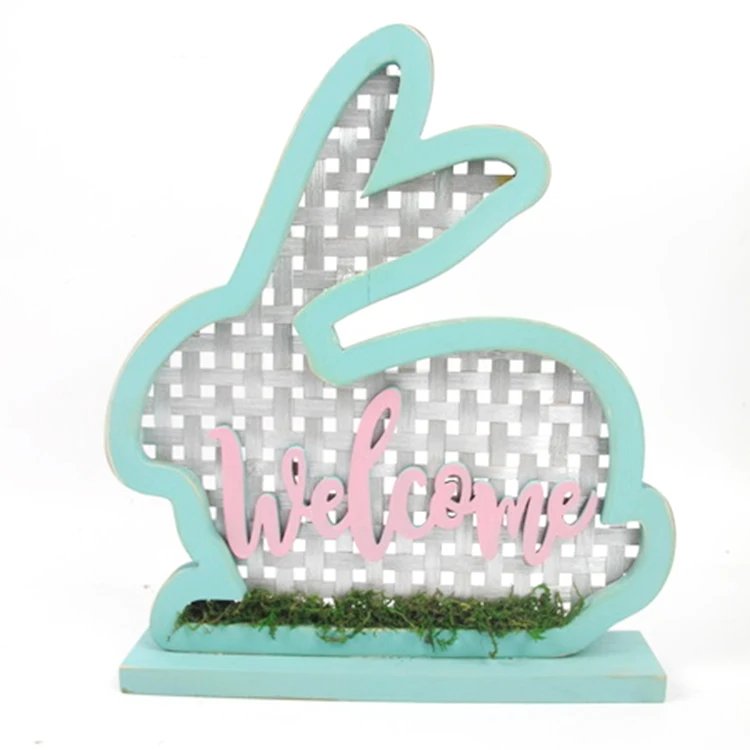 
The best factory hot sales easter rabbit hanging decoration wood plaque signs wholesale 
