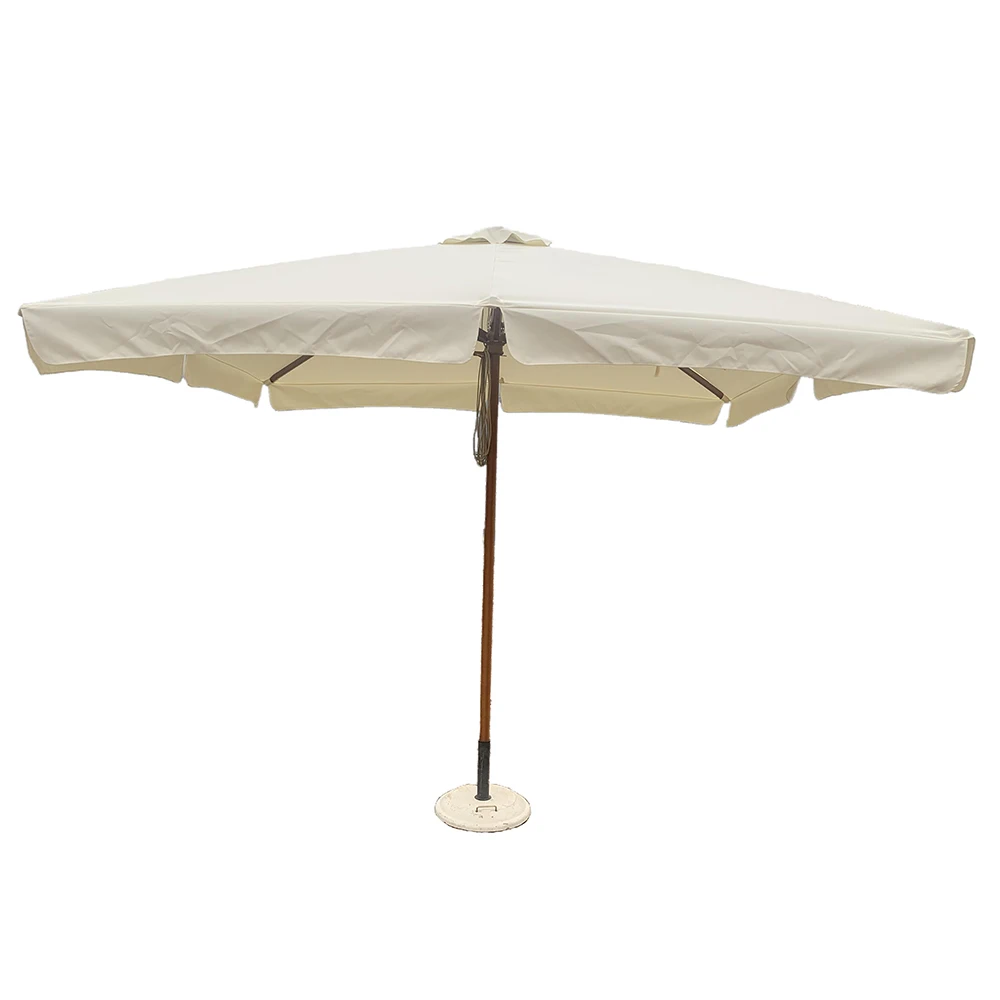 3x3M Outdoor Square Solid Wood Central Straight Umbrella Garden Courtyard Parasol Sun Beach umbrella