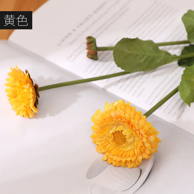 AL-9580 Factory direct faux yellow orange silk daisy artificial marigold flowers for Indian wedding themed event