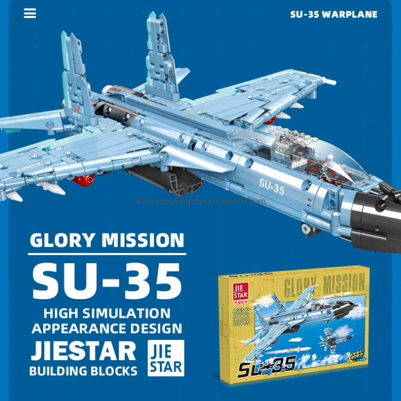 Jie Star 58122 Новый военный истребитель Sukhoi Su-35 DIY тянуть назад русский боевой самолет игрушка для мальчиков 707 шт. конструктор