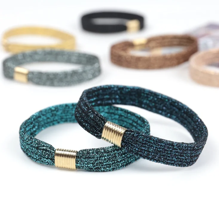 
Metallic mixing colors basic design fashion hair tie 
