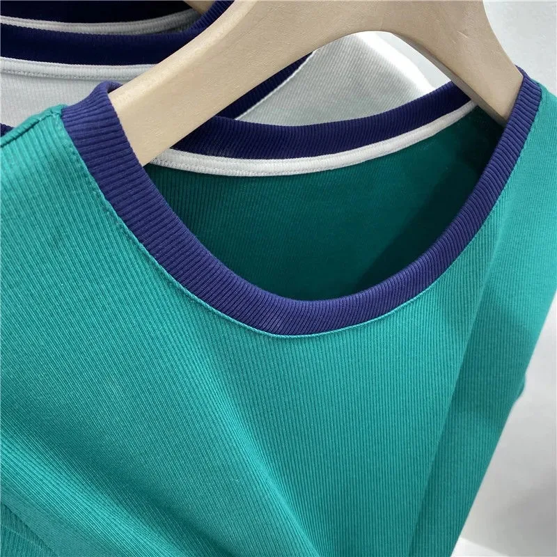 Custom Women Ringer T Shirt O-Neck 180 Grams Short Sleeve Tagless Blank t shirt 100%Cotton/Polyester black ringer tshirt