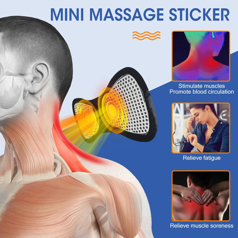 USB Rechargeable TENS Body Massage Patch Electric EMS Pulse Massager Pads for Shoulder Neck Back Legs
