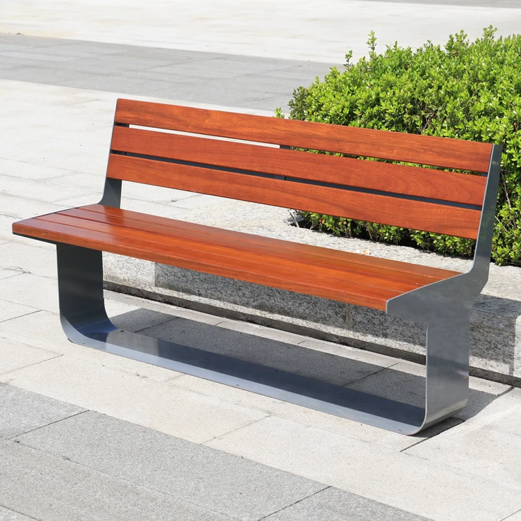 outdoor furniture comfortable composite wood bench public park hardwood bench seat outside garden patio long bench with back