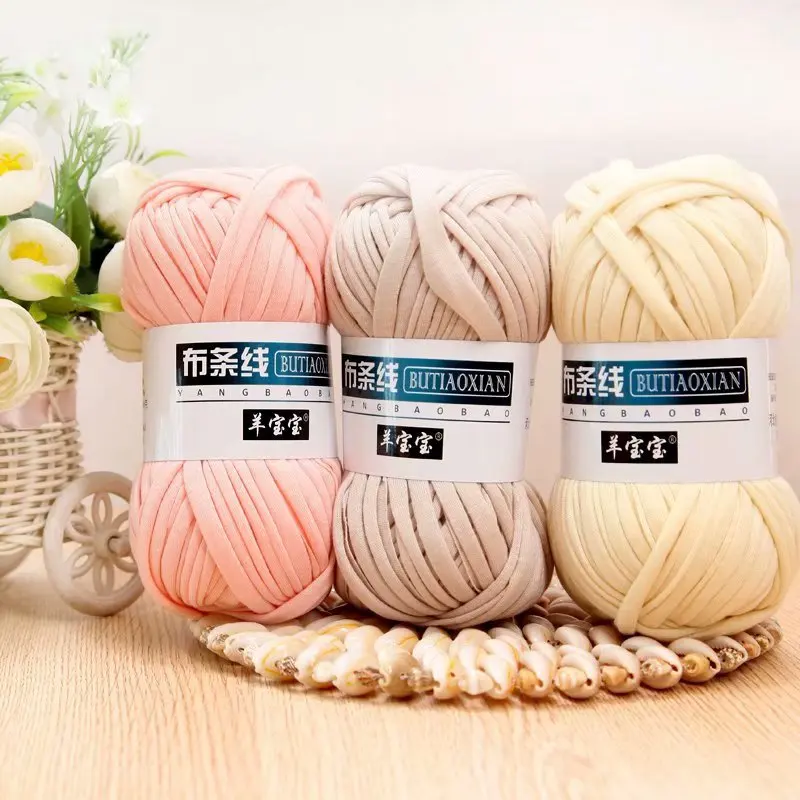 Hot sale 100g/400g T-shirt ribbon yarn hand knitting yarn for crochet air bags