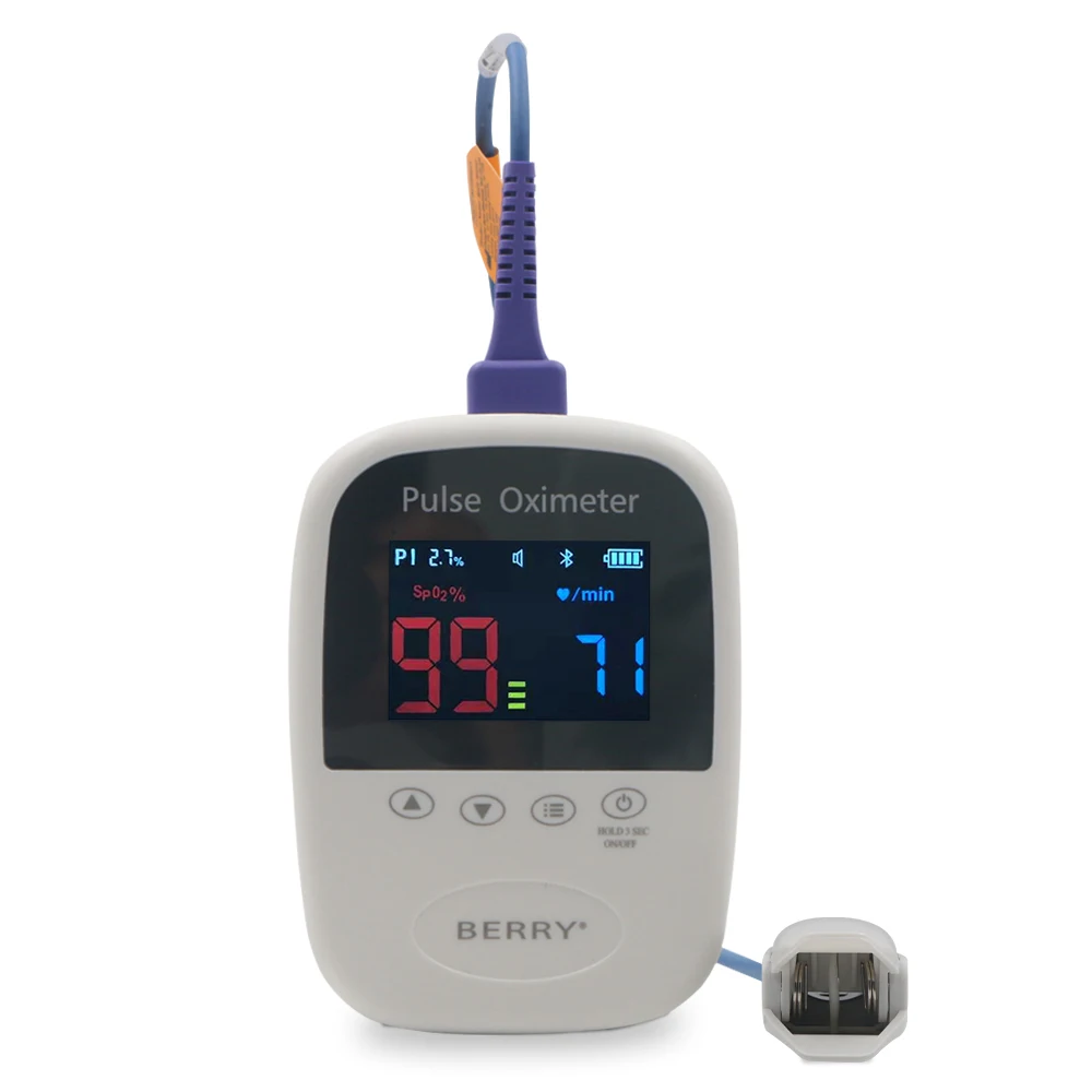 Wireless BLE Handheld pulse oximeter  spo2 sensor Free app remote medical  product For USA and European market BERRY BM1000A 01