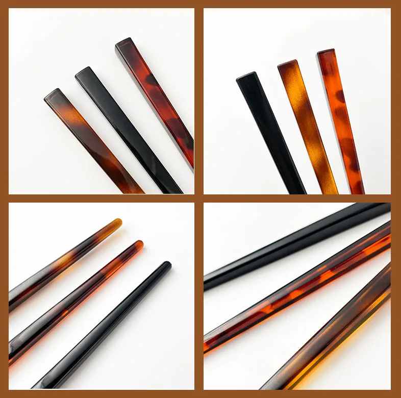 Fashionable Simple  Cellulose acetate Acrylic Hairpin Disc Bun Hair Fork Hair Pin Stick Accessories For Women