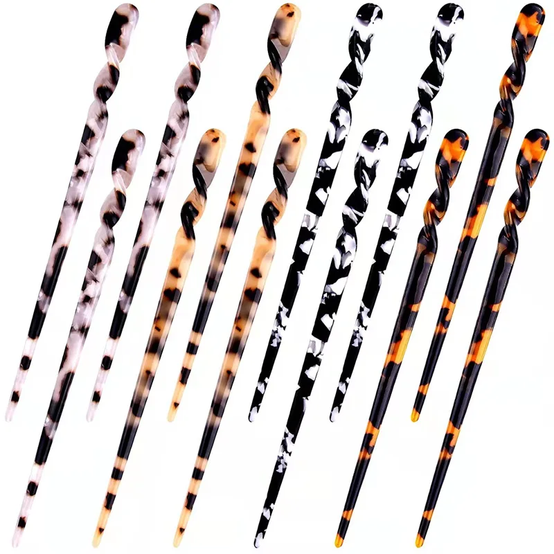 New Simple Twist Bun Acetic Acid Pattern Hair Fork With Elegant Temperament High Quality Pan Hair Chinese Wind Hair Stick