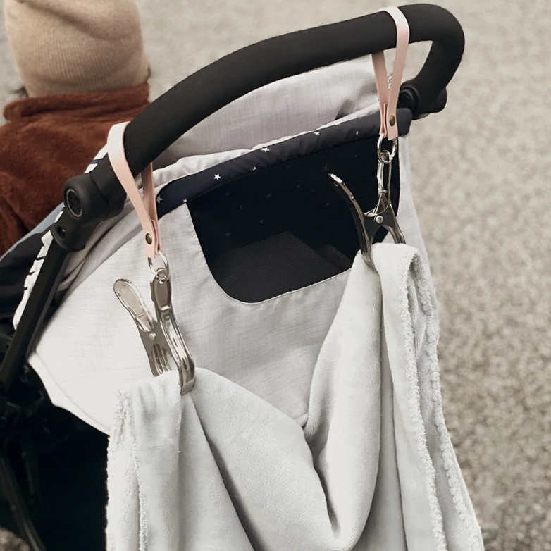 Baby Essentials Stroller Accessories Hooks Clips Baby Shoes Clips Leather Hanging Blanket Clip Buckle Storage Hook for Stroller