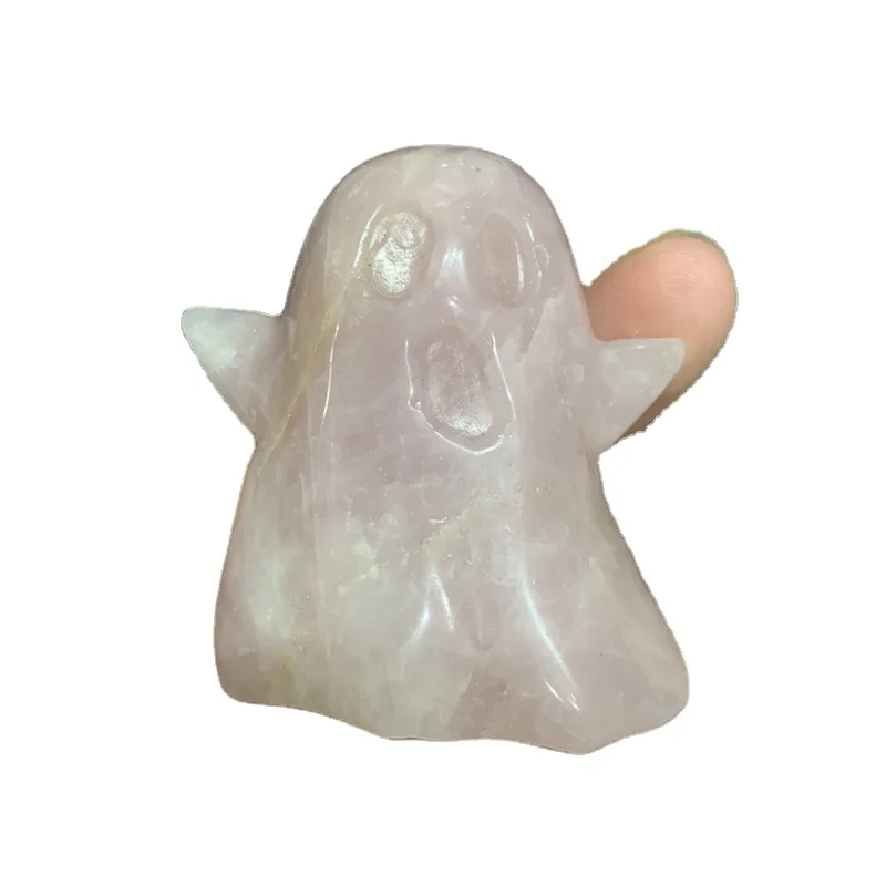 
Crystal carving wholesale hand-carved ghost in natural chinese rose quartz stone ghost for sale 