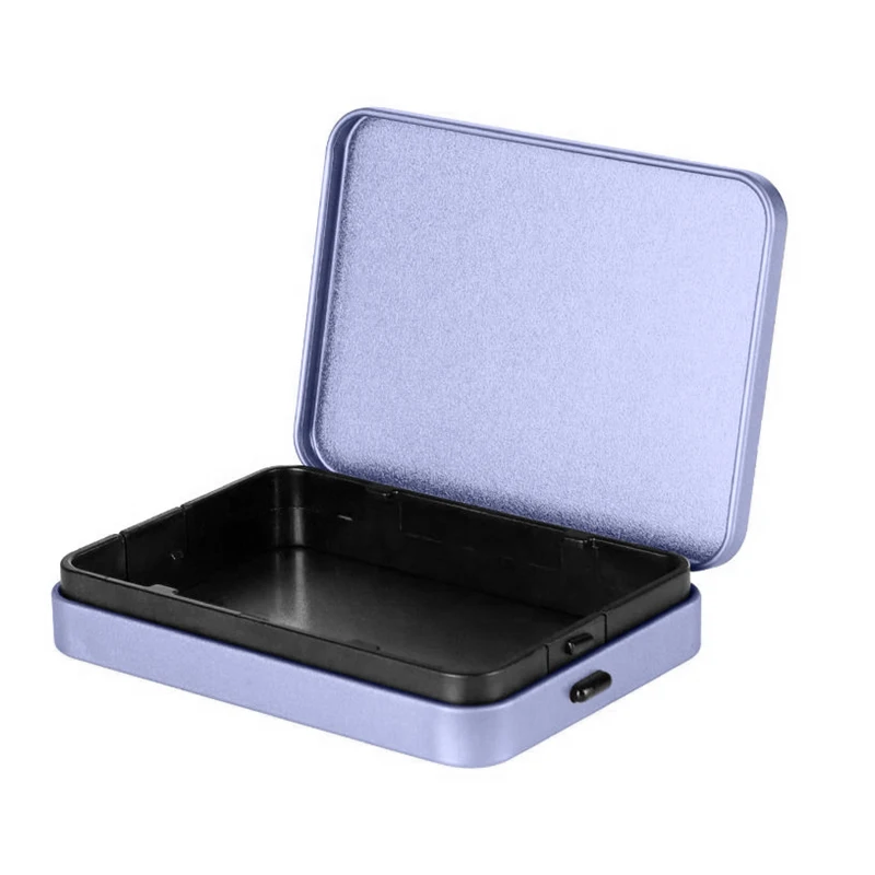 Factory Custom Metal Child Proof Tin Case Mint Candy Pill Child Resistant hinge Tin White Tobacco Tin Box