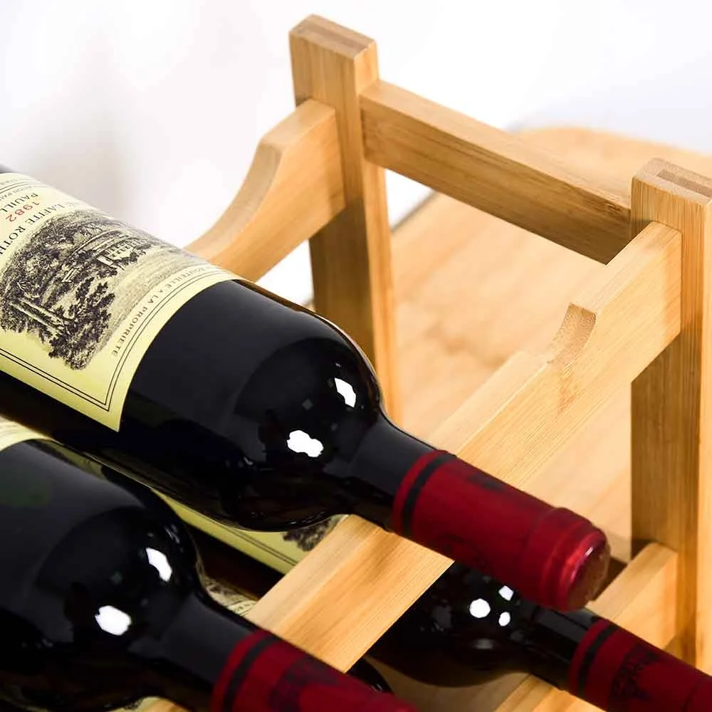 Wine Rack Free Standing 8 Bottles 2 Tier Bamboo Wine Rack Countertop Cabinet Wine Rack